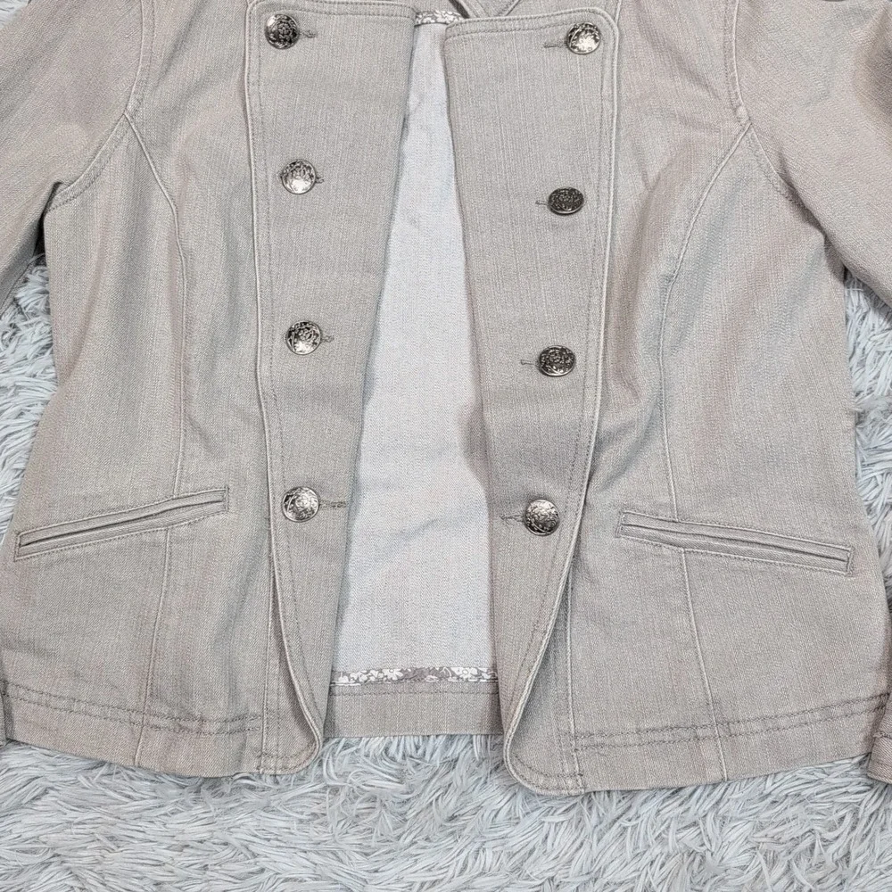 Christopher & Banks Jacket Womens S Gray Denim Open Front Casual Comfort Pockets - Picture 8 of 10